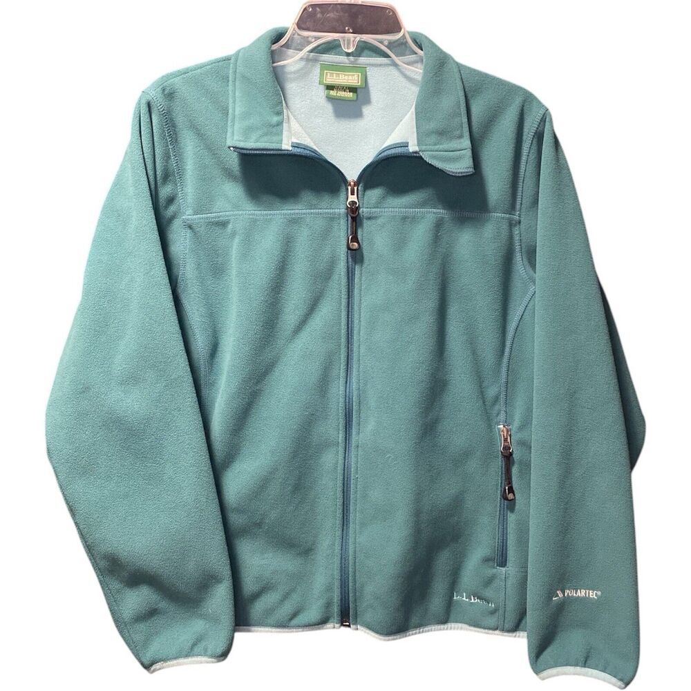 L.L.Bean Polartec Zip Up Jacket Teal Cozy Outerwear Womens Size Medium Vintage